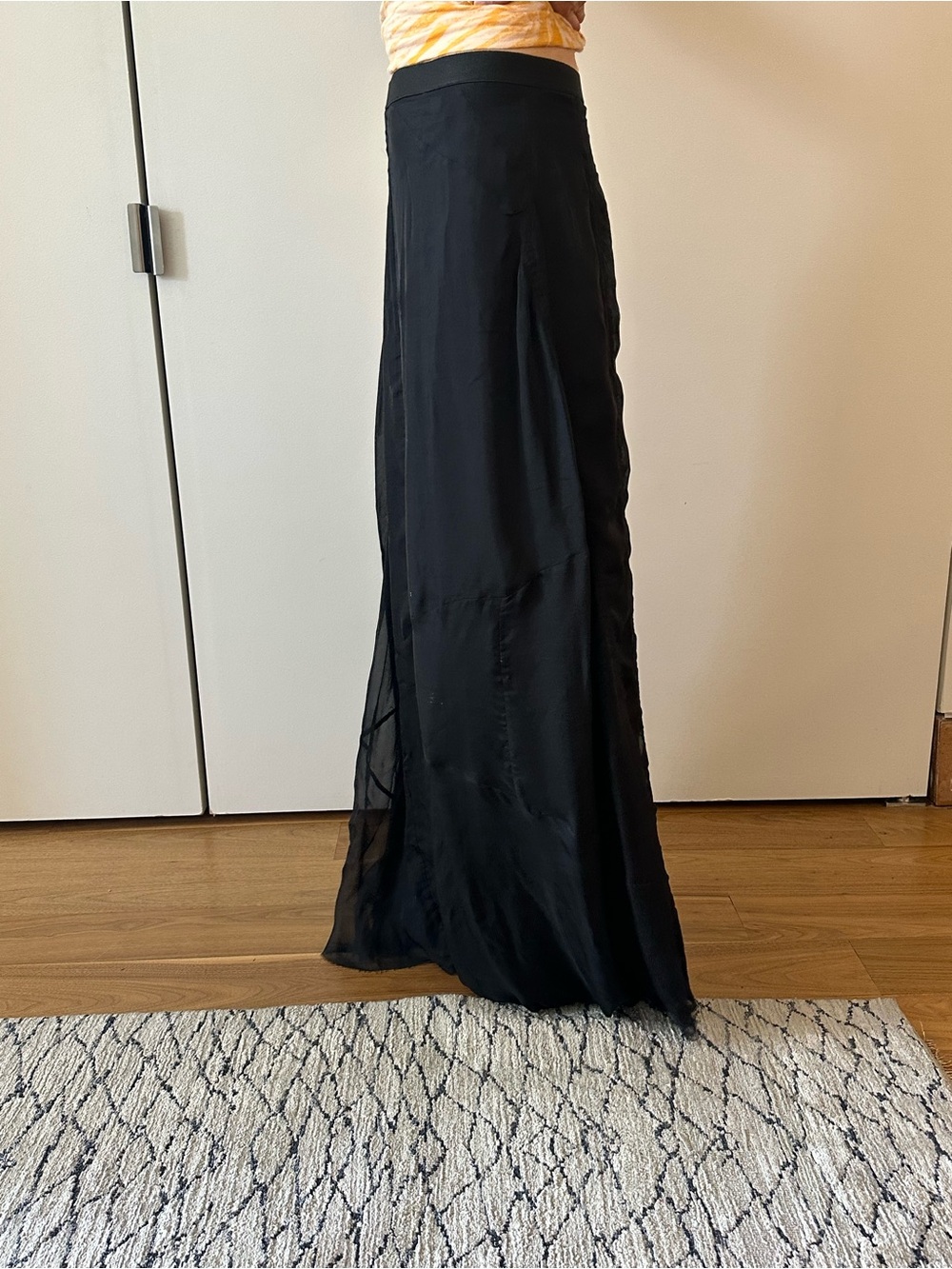 rag & bone Black Flowing silk Maxi Skirt - Picture 2 of 12